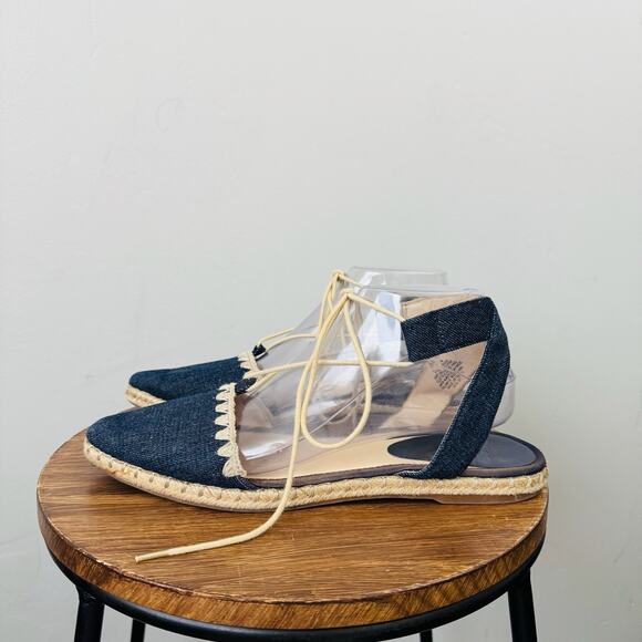 Nine West Navy Blue Canvas Unah Toe Sandals Women’s Size 9.5 - Picture 1 of 10